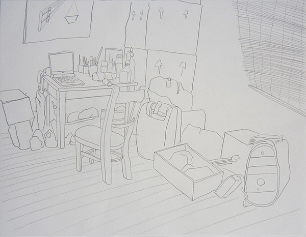 Ickburgh Road, drawing by Swiss artist Jay Rechsteiner